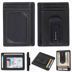 Alpine Swiss Mens RFID Safe Money Clip Wallet Minimalist ID Window Card Case FPW